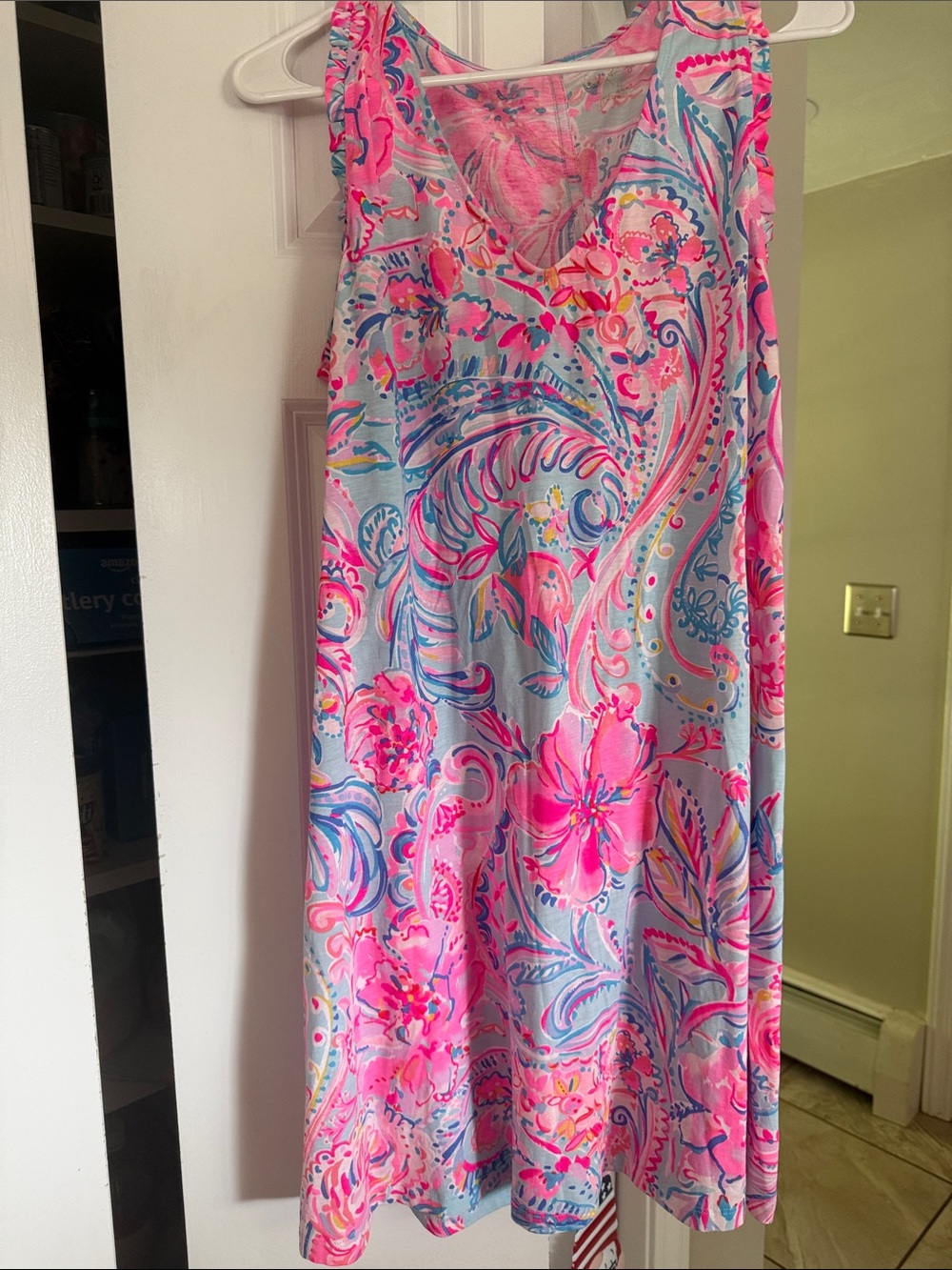 Lilly Pulitzer Pink & Blue Floral Paisley Sleeveless Dress